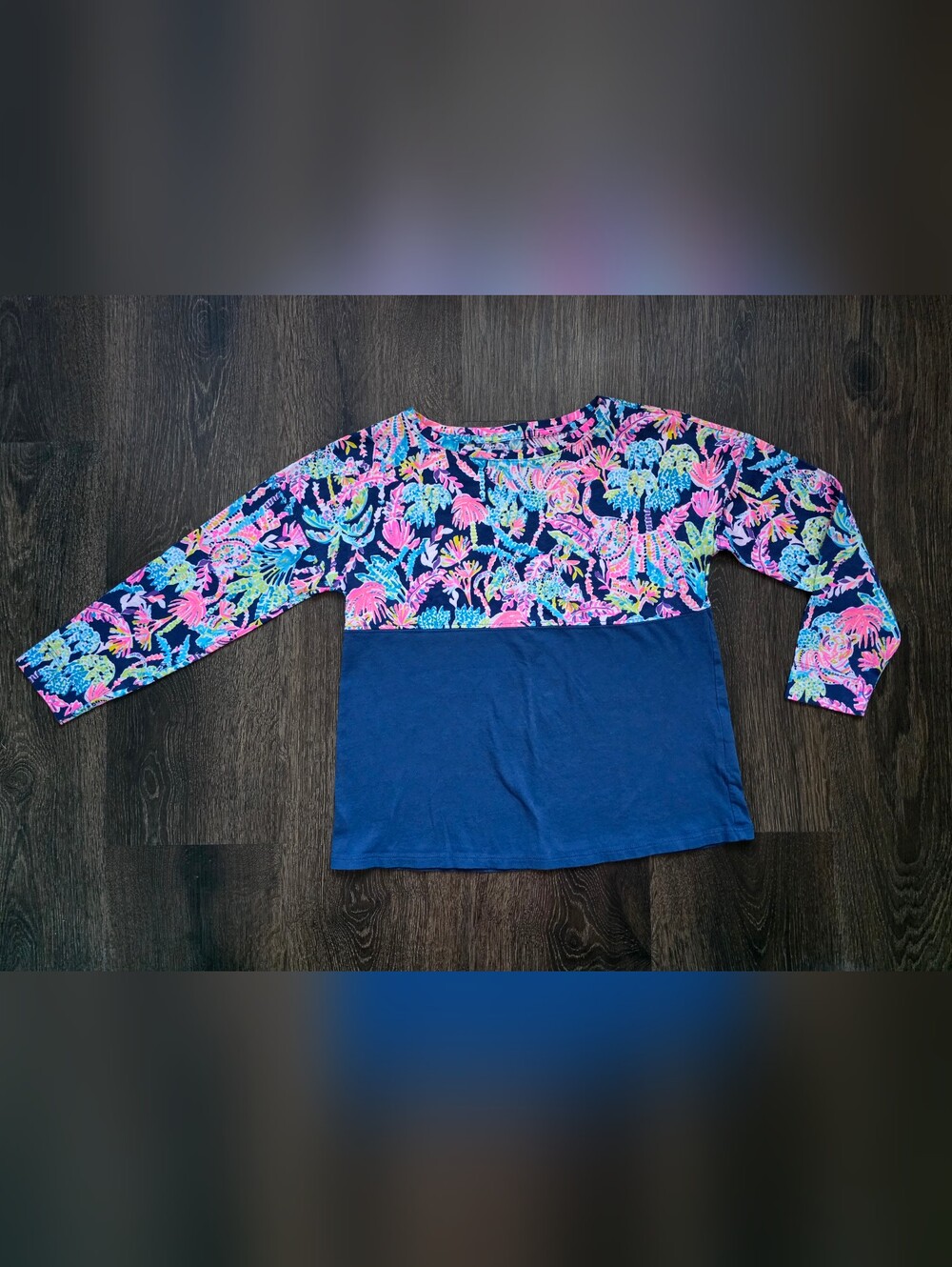 Lilly Pulitzer Oyster Bay Navy "Seen and Herd" Finn long sleeve top